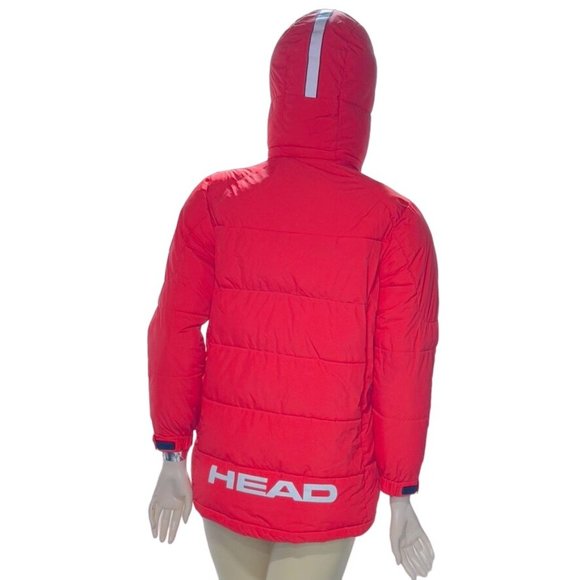 Head Ski Jacket Award Red Puffer Full Zip Hoodie Nylon Polyester Filled Kids Uni - Picture 2 of 8
